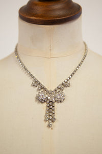 Vintage 1950s Crystal Bow Necklace