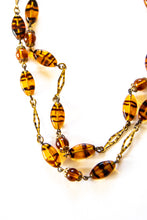 Vintage 1930s Double Amber Stripe Glass Necklace