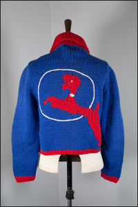 Vintage 1950s Blue Poodle Cardigan
