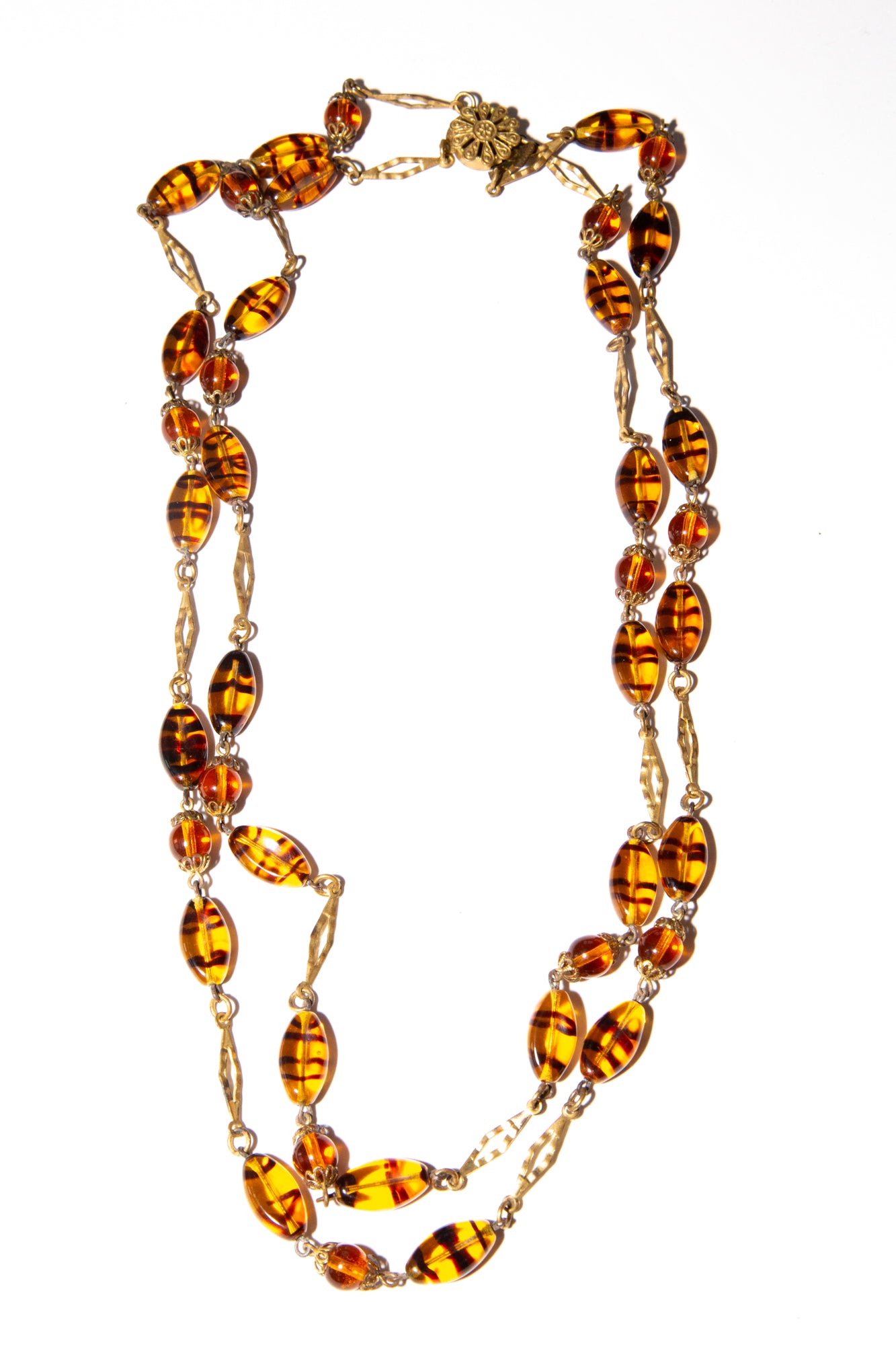 vintage 1930s amber glass necklace