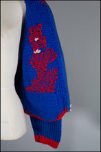 Vintage 1950s Blue Poodle Cardigan