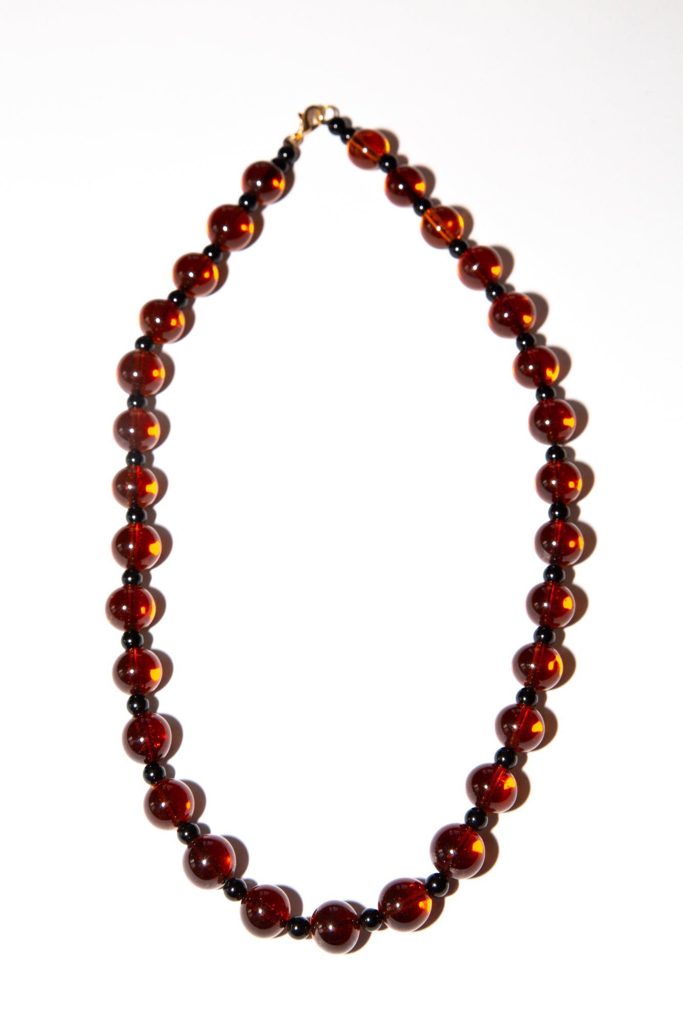 Vintage 1980s Amber Round Glass Necklace