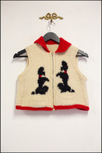 Vintage 1950s Hand Knitted Cream Poodle Waistcoat Cardigan
