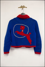 Vintage 1950s Blue Poodle Cardigan
