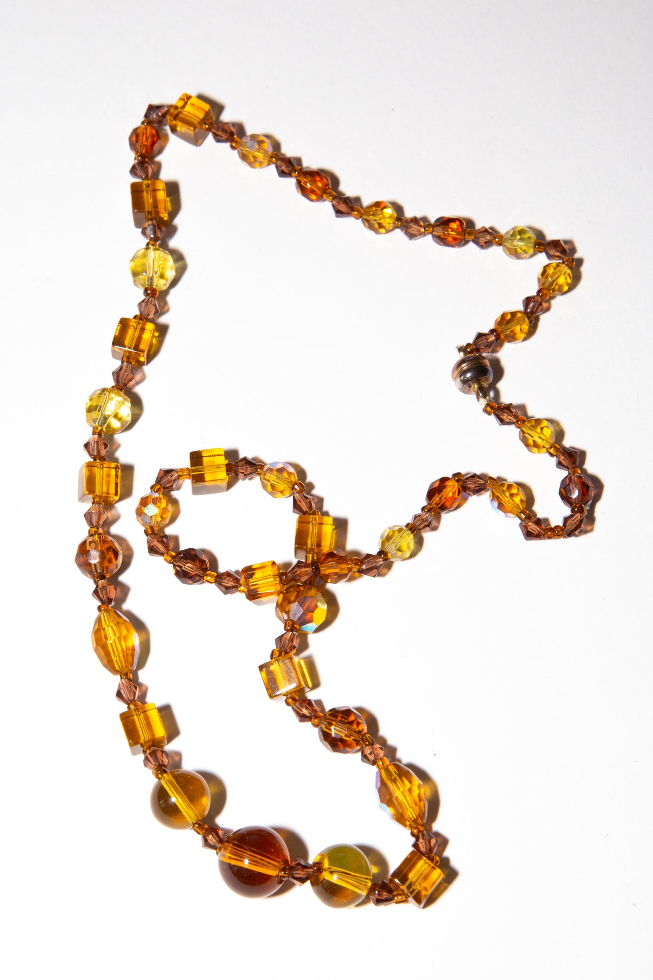 vintage amber glass beaded necklace