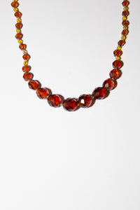 Vintage 1950s Amber Crystal Knotted Necklace