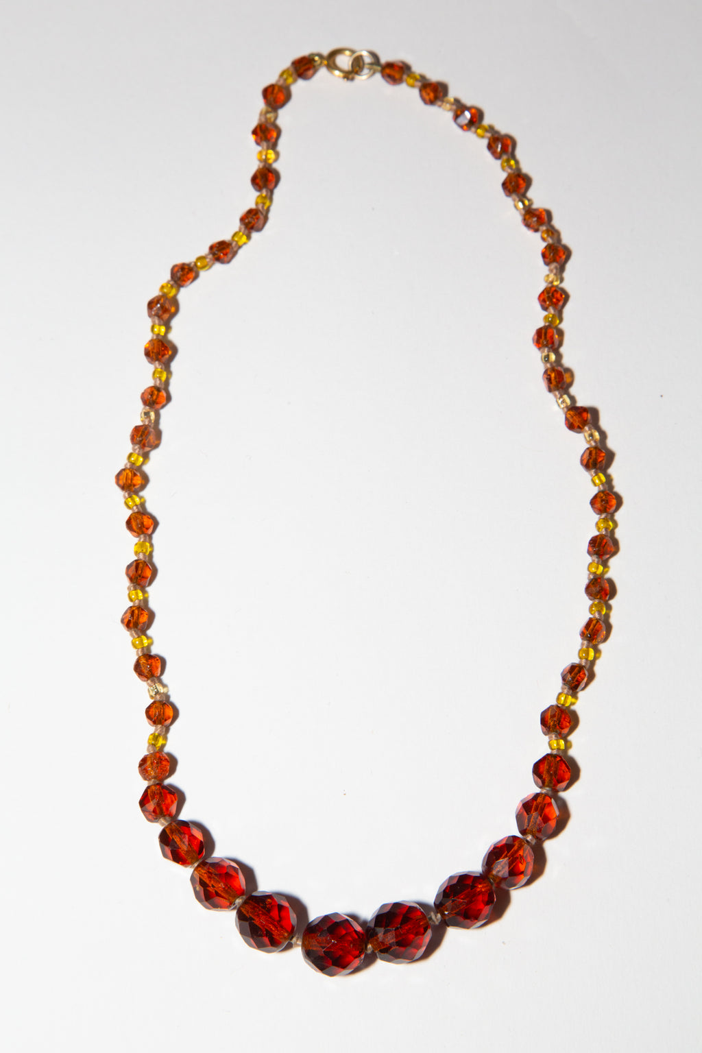 Vintage 1950s Amber Crystal Knotted Necklace