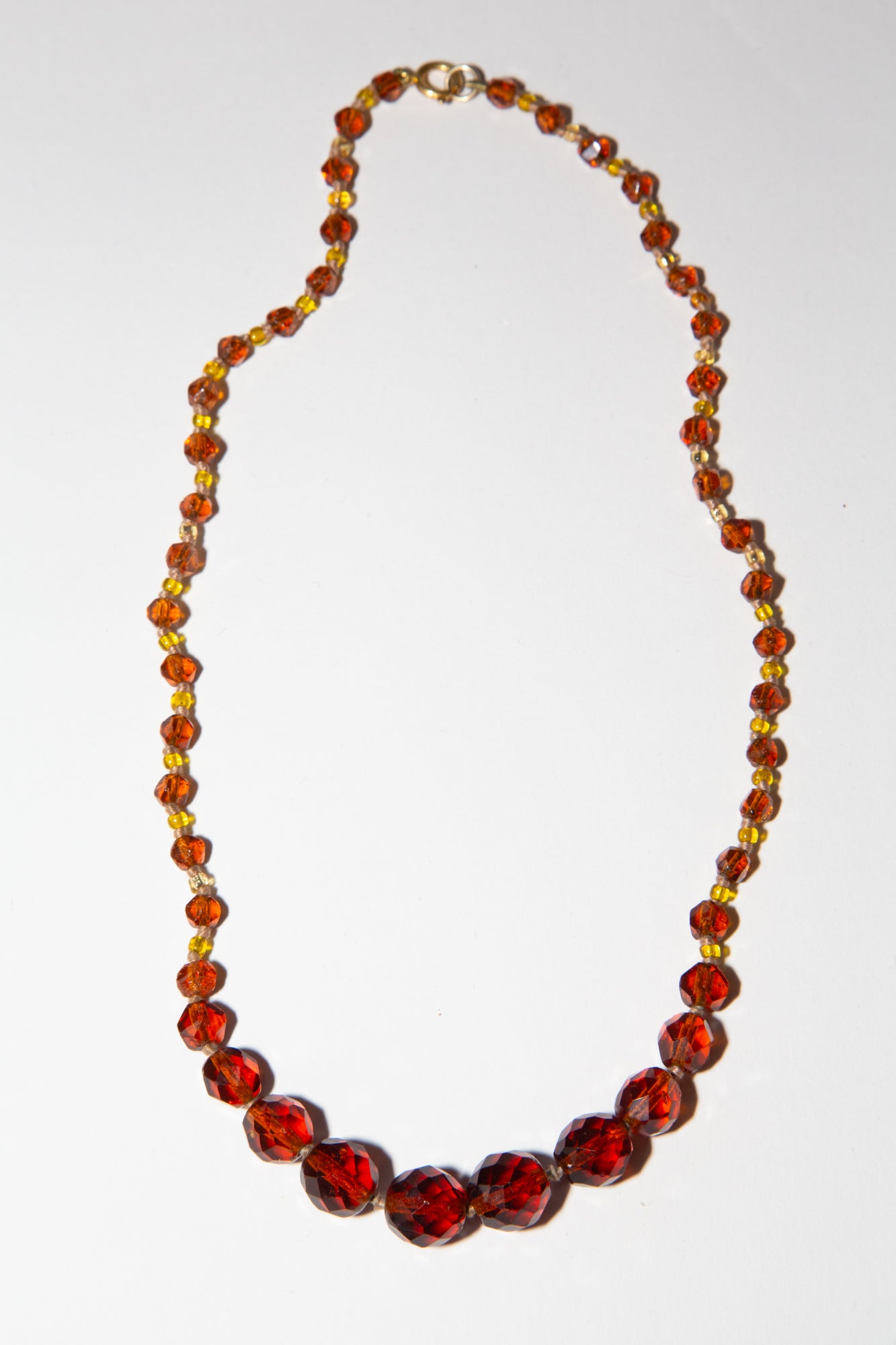 Vintage 1950s Amber Crystal Knotted Necklace