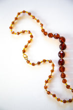Vintage 1950s Amber Crystal Knotted Necklace