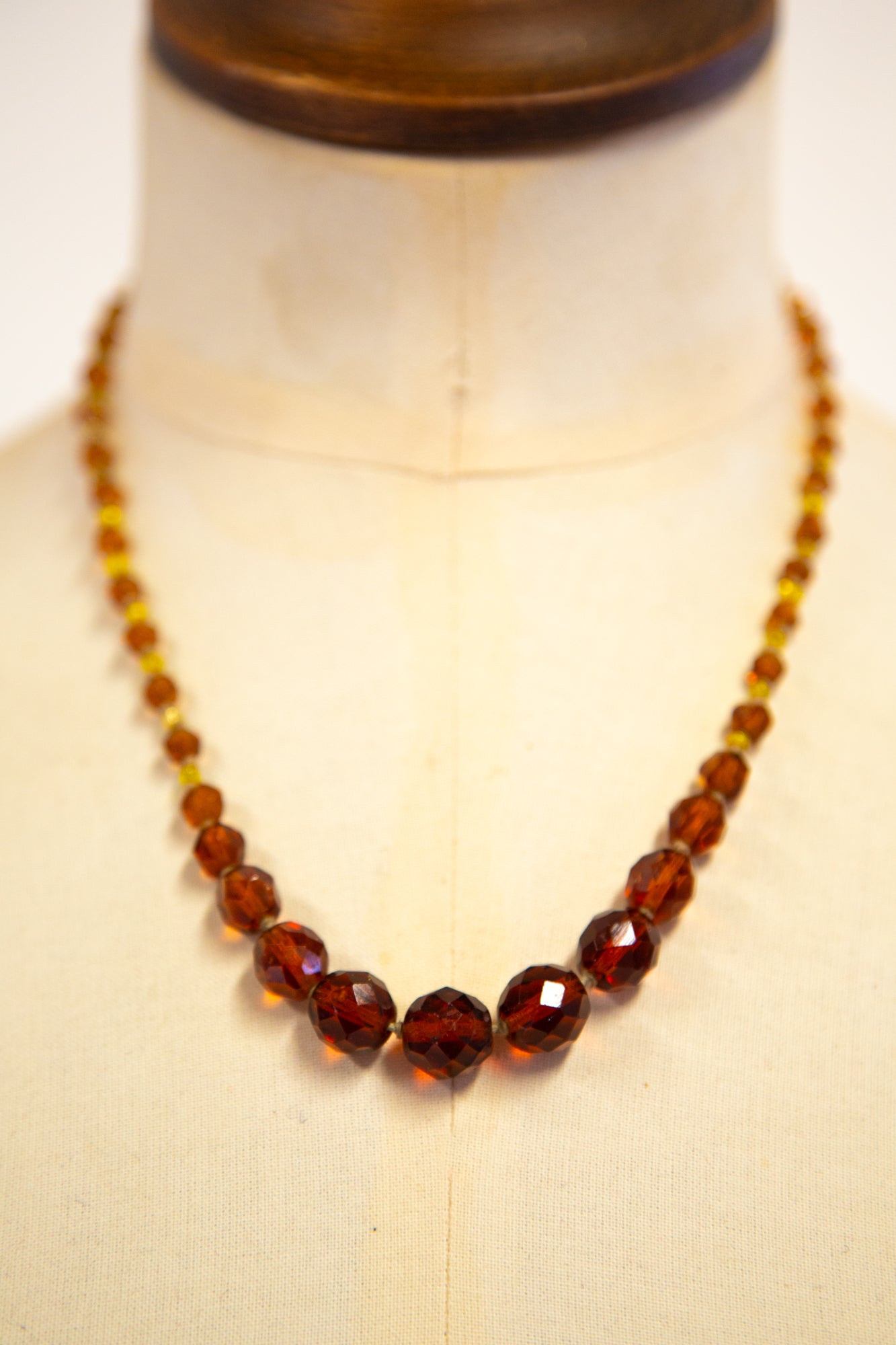 Vintage 1950s Amber Crystal Knotted Necklace