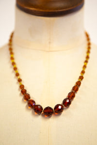 Vintage 1950s Amber Crystal Knotted Necklace