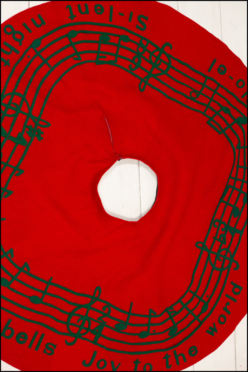Vintage 1950s Red Wool Festive Musical Skirt