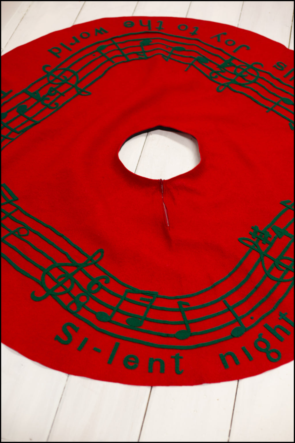 Vintage 1950s Red Wool Festive Musical Skirt