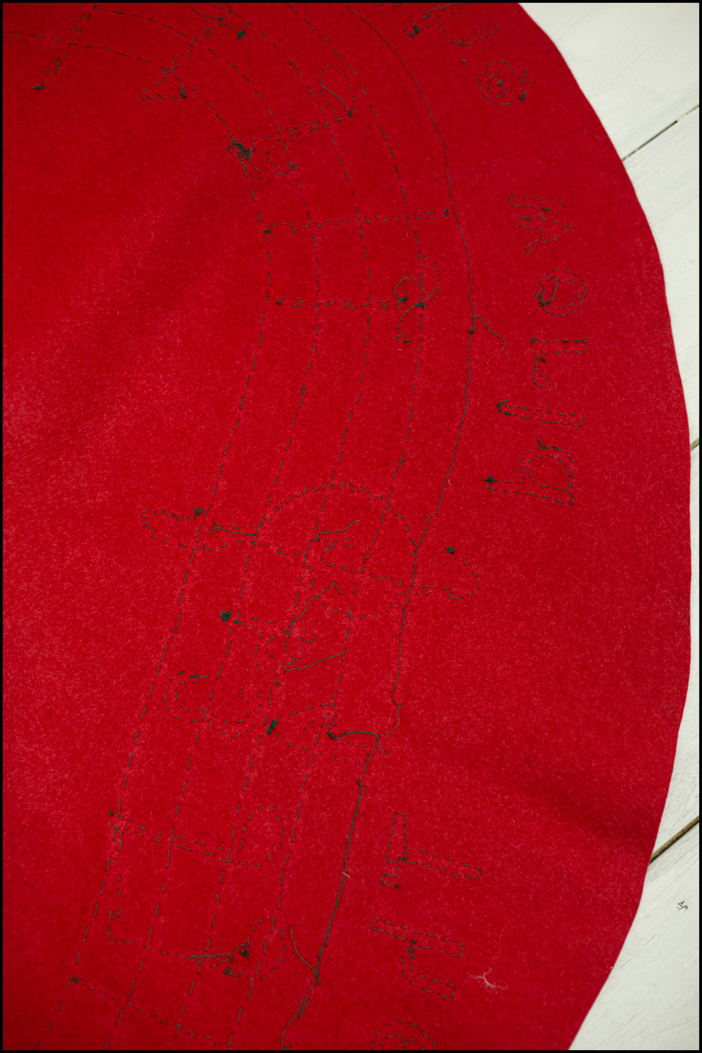 Vintage 1950s Red Wool Festive Musical Skirt
