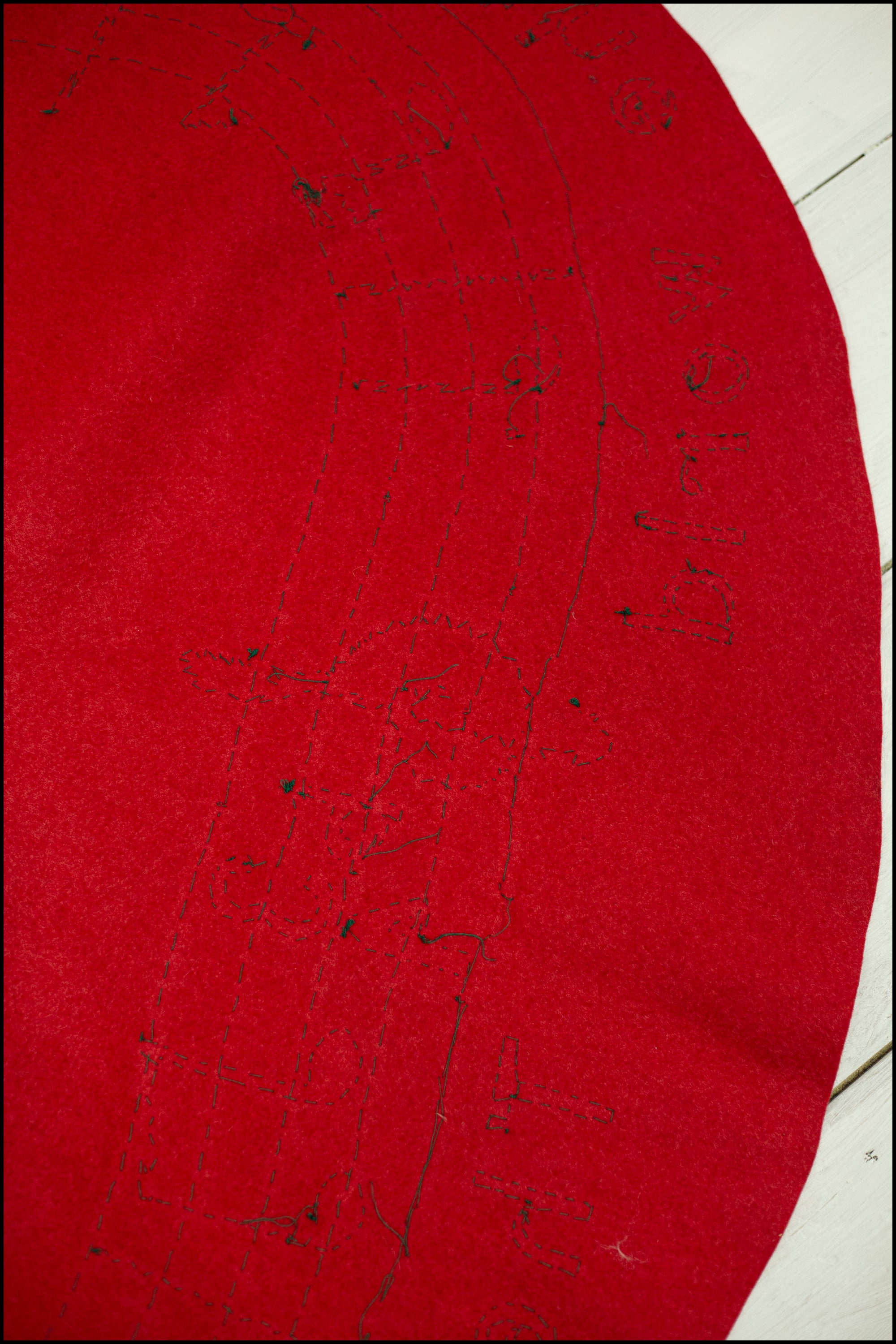 Vintage 1950s Red Wool Festive Musical Skirt