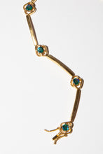 Vintage 1970s Gold Tone Green Crystal Bracelet