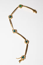Vintage 1970s Gold Tone Green Crystal Bracelet
