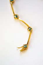 Vintage 1970s Gold Tone Green Crystal Bracelet