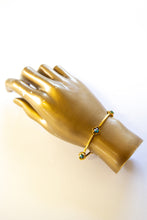 Vintage 1970s Gold Tone Green Crystal Bracelet