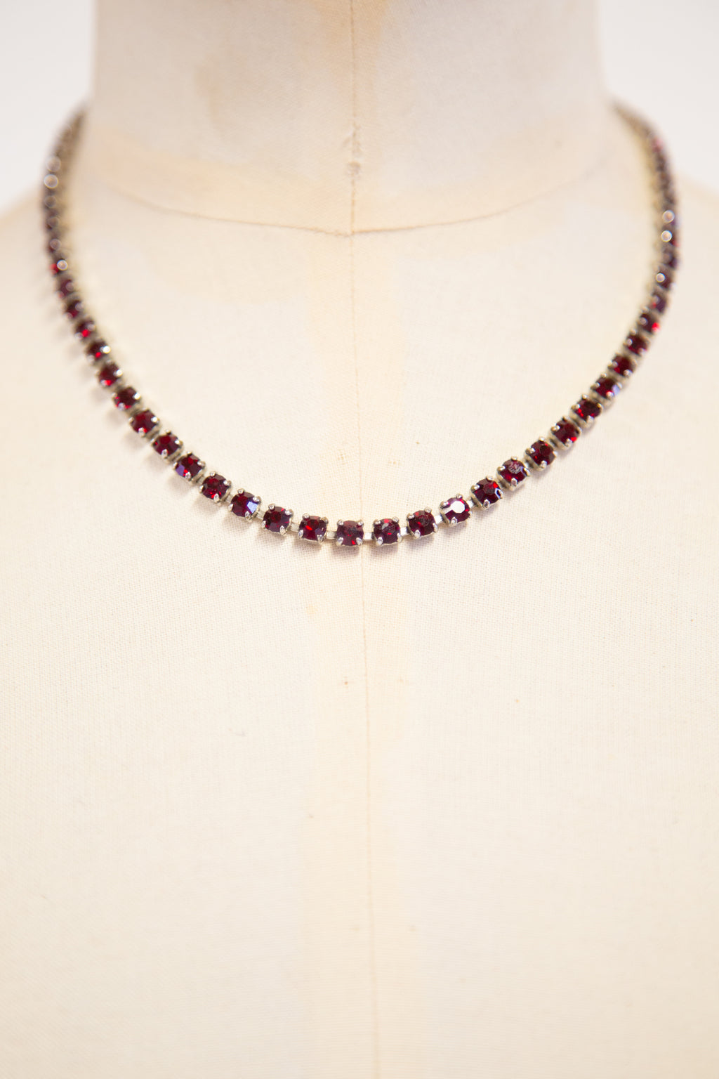 Vintage 1950s Red Rhinestone Crystal Necklace
