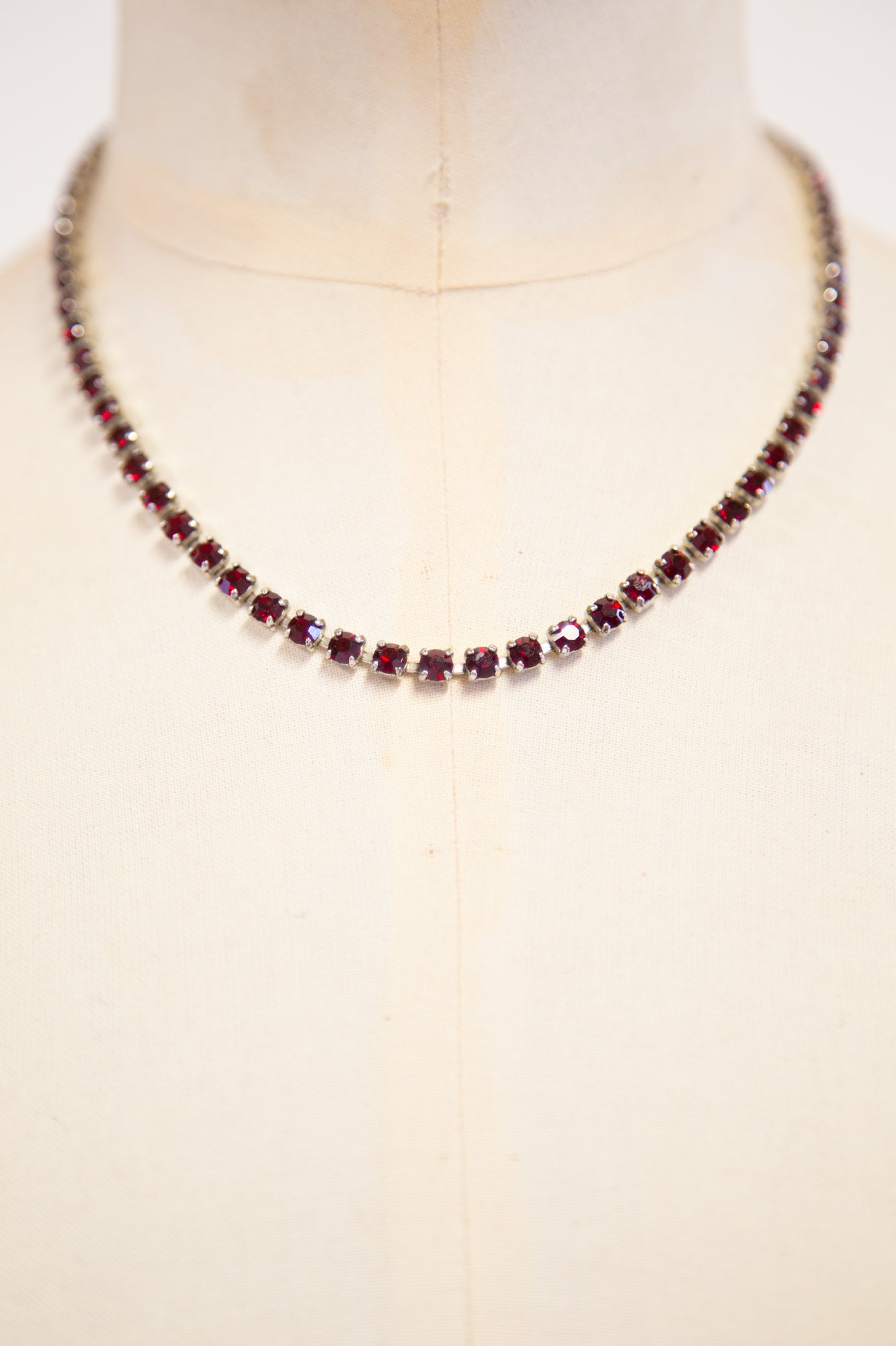 Vintage 1950s Red Rhinestone Crystal Necklace