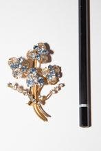 Vintage 1950s Pale Blue Crystal Flower Brooch