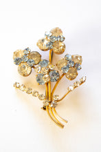 Vintage 1950s Pale Blue Crystal Flower Brooch