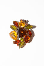 Vintage 1950s Abstract Topaz Rhinestone Brooch