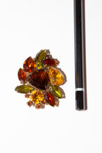Vintage 1950s Abstract Topaz Rhinestone Brooch