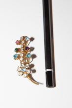Vintage 1950s Colourful Floral Rhinestone Brooch