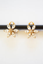 Vintage 1980s Crystal Flower Earrings