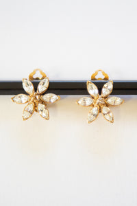 Vintage 1980s Crystal Flower Earrings