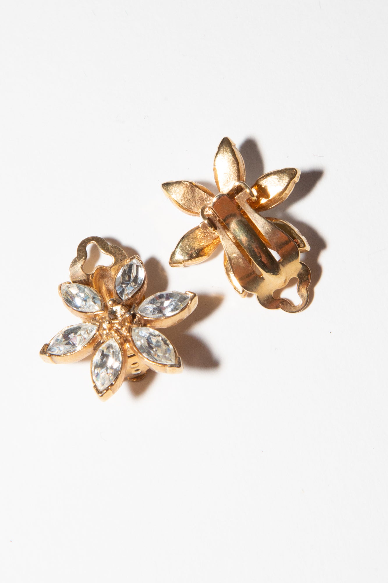 Vintage 1980s Crystal Flower Earrings