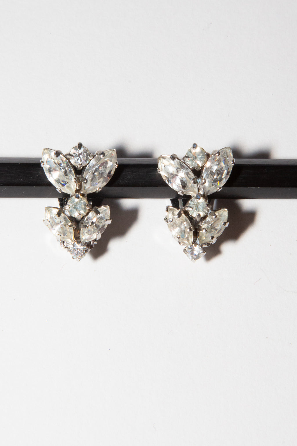 Vintage 1950s Marquise Cut Rhinestone Earrings