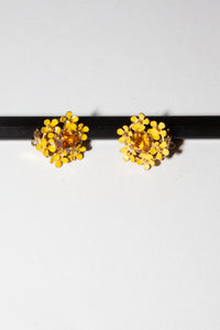 Vintage 1950s Primrose Yellow Flower Earrings