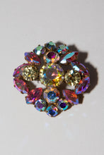 Vintage 1950s Pink Iridescent Cross Brooch