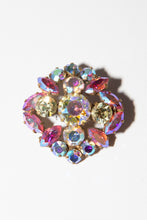 Vintage 1950s Pink Iridescent Cross Brooch