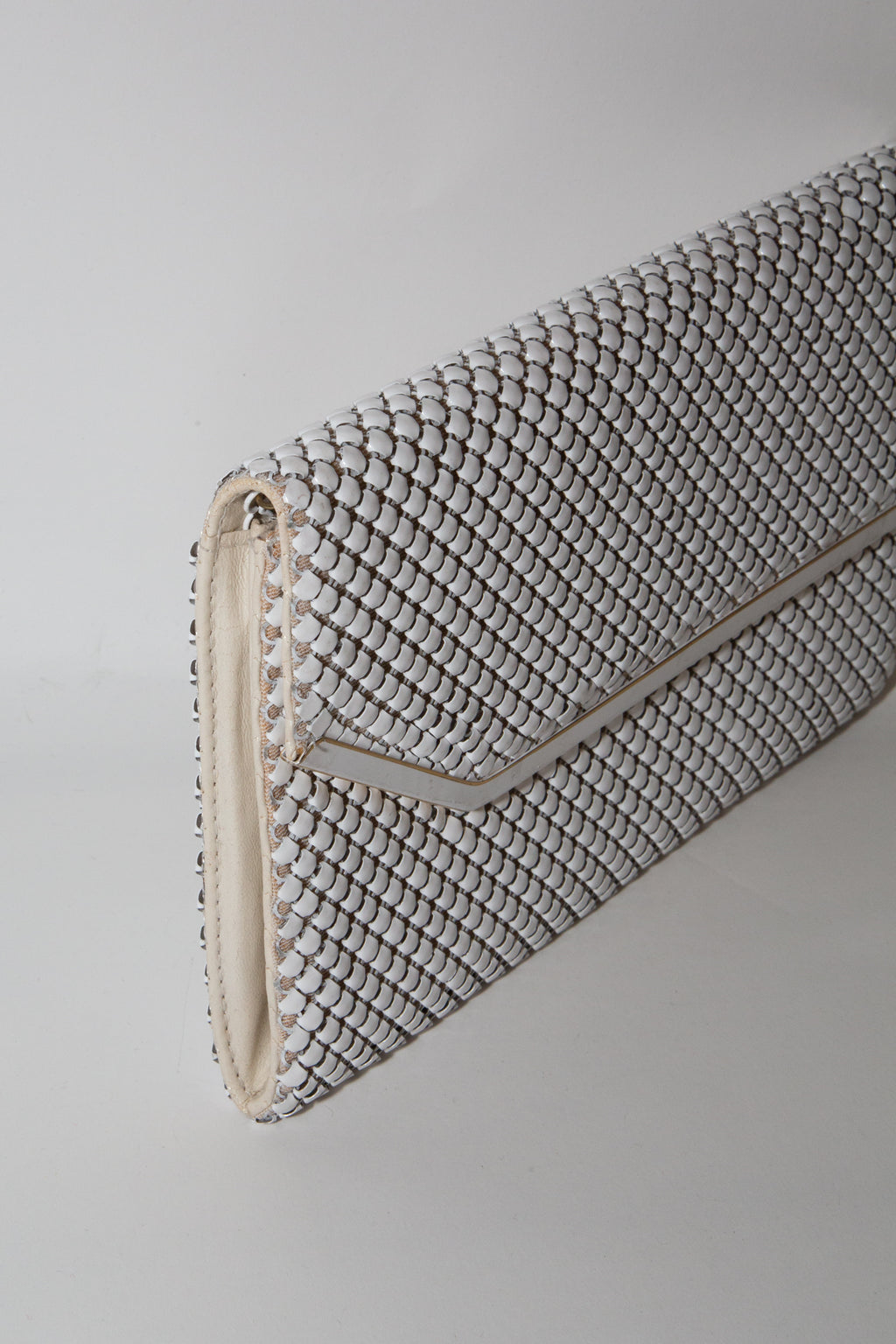 Vintage 1980s White Metal Mesh Bag