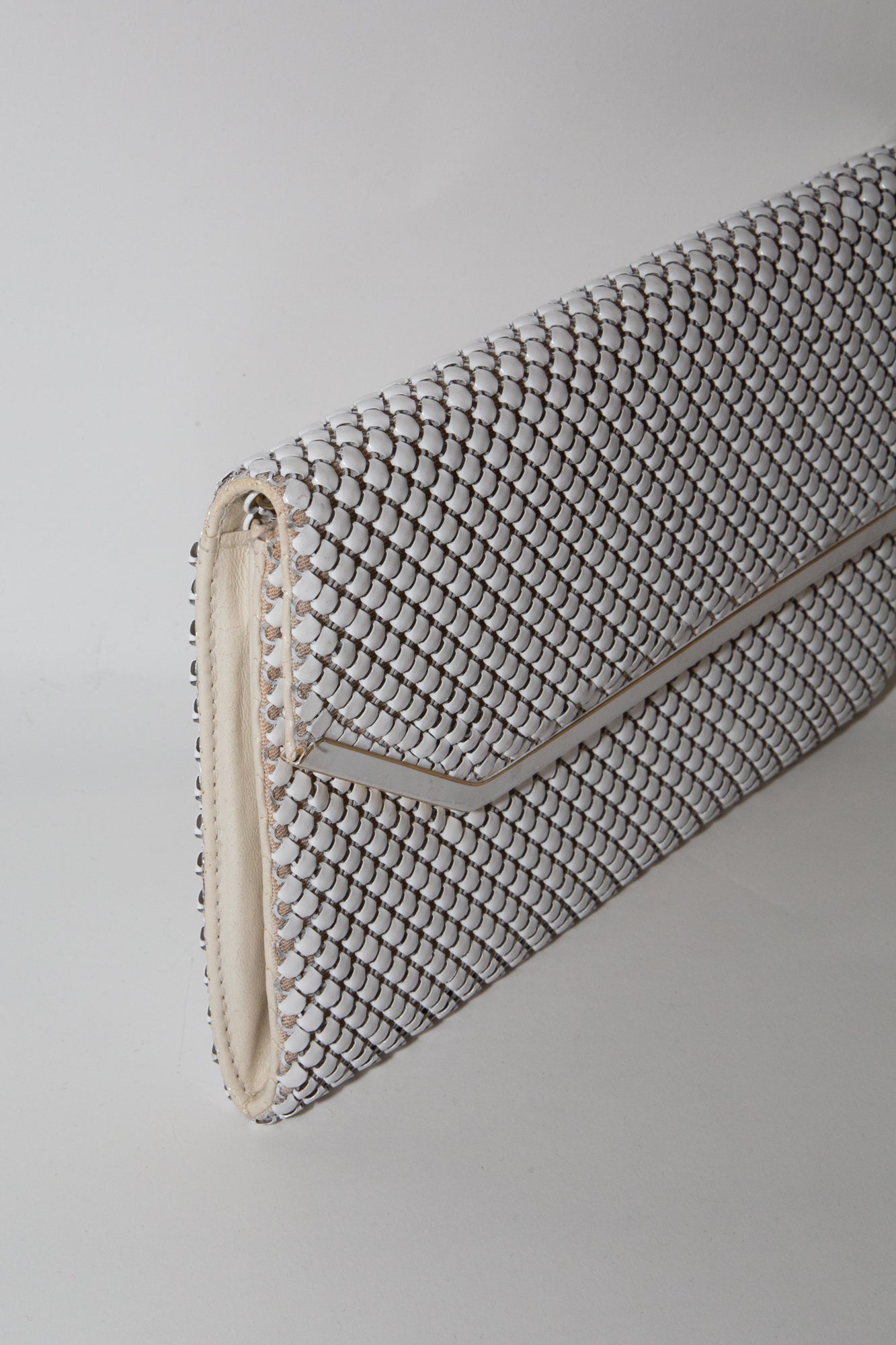 Vintage 1980s White Metal Mesh Bag