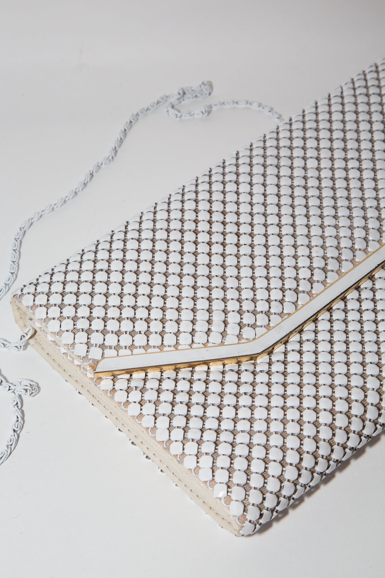 Vintage 1980s White Metal Mesh Bag