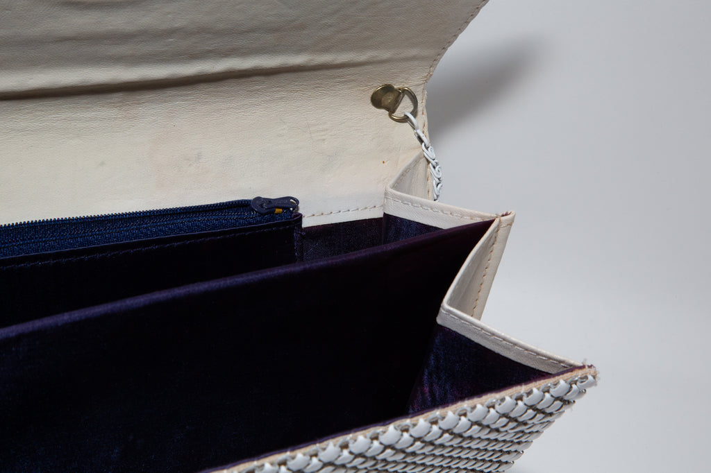 Vintage 1980s White Metal Mesh Bag