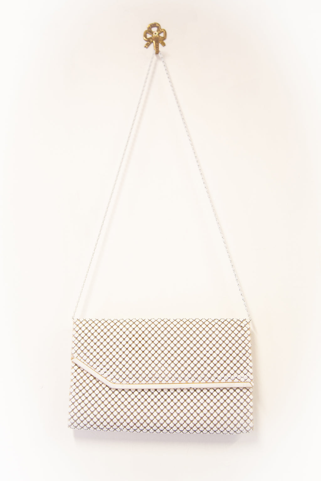 Vintage 1980s White Metal Mesh Bag