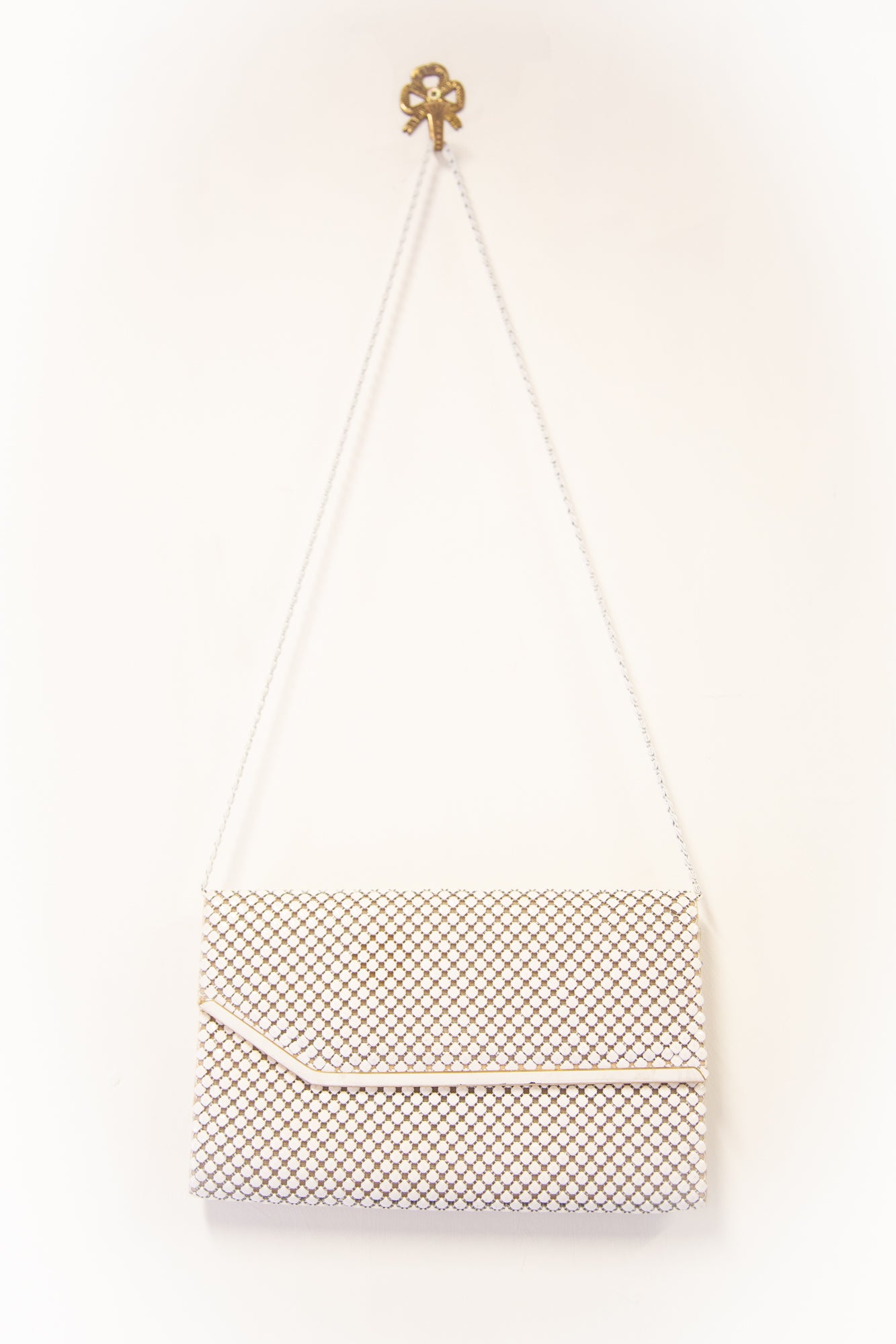 Vintage 1980s White Metal Mesh Bag