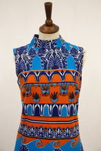 Vintage 1970s Blue Printed Mini Dress