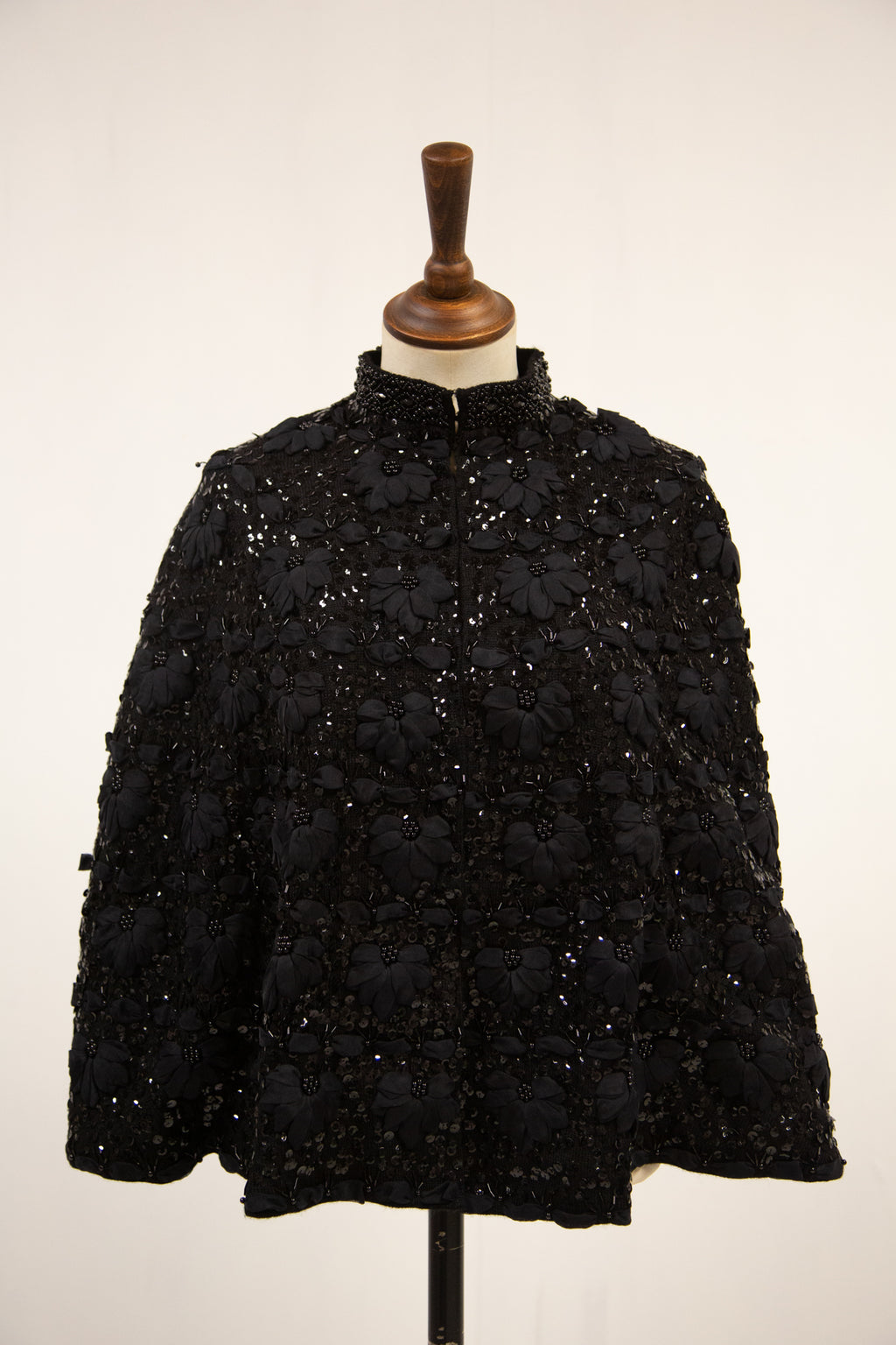 Vintage 1950s Black Beaded Cape