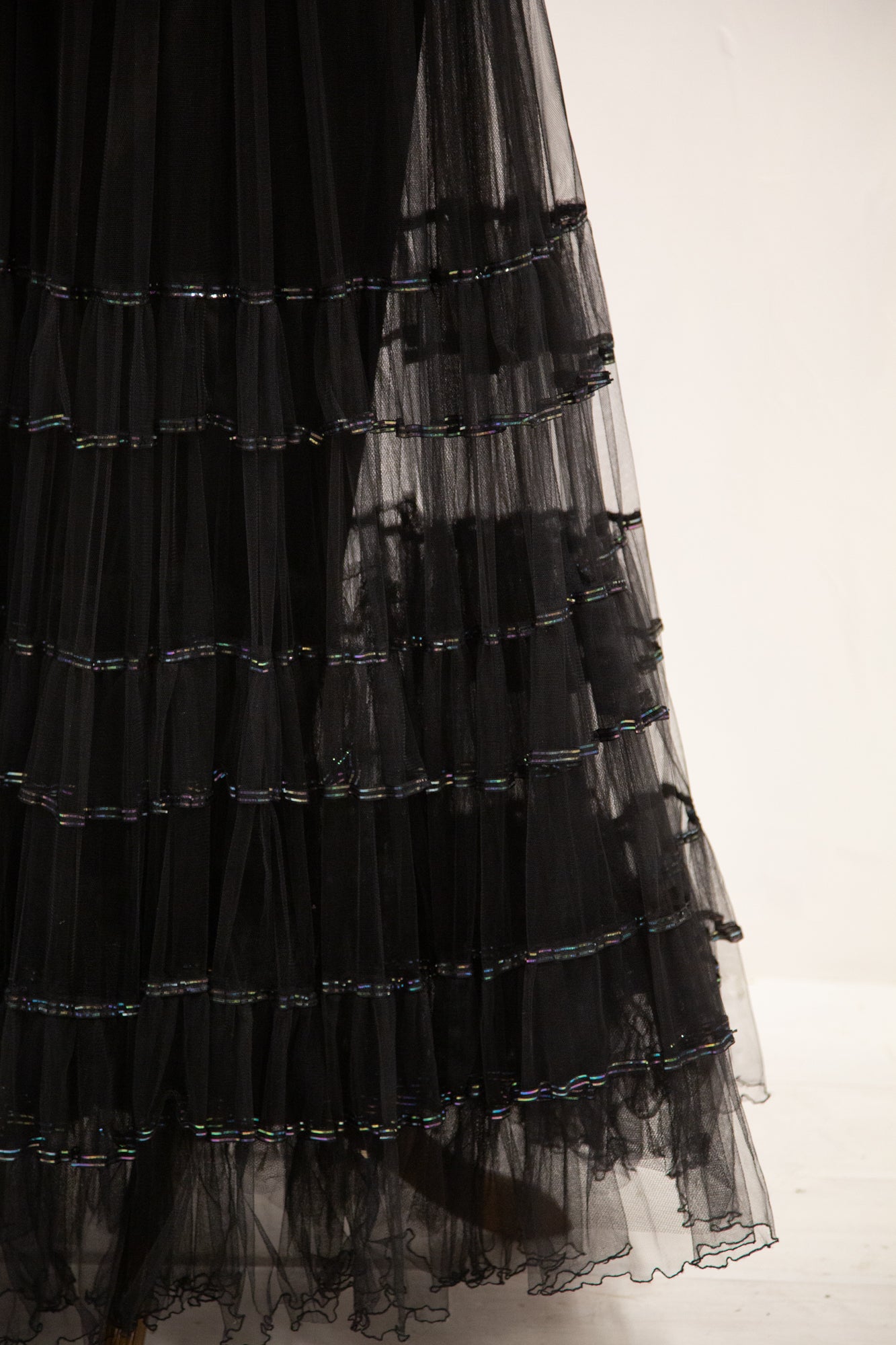 Vintage 1980s does 1930s Black Tulle Gown