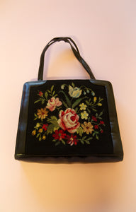 Vintage 1950s Rose Tapestry Hand Bag