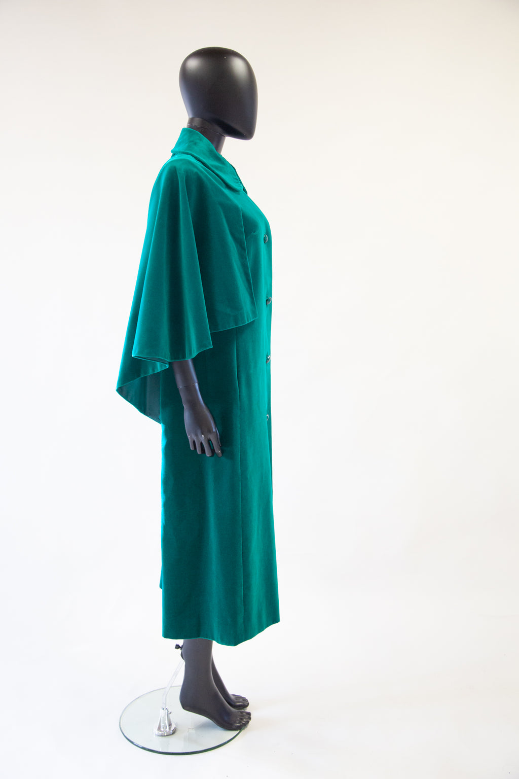 Vintage 1970s Green Velvet Cape Coat