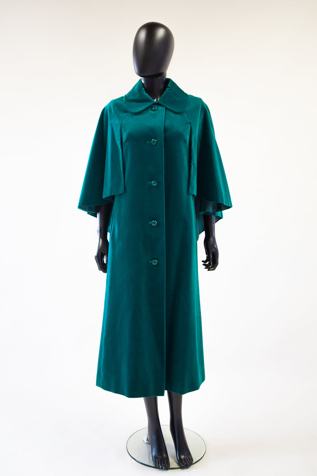 vintage 1970s green velvet cape coat
