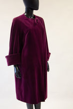 Vintage 1950s Plum Velvet Duster Coat